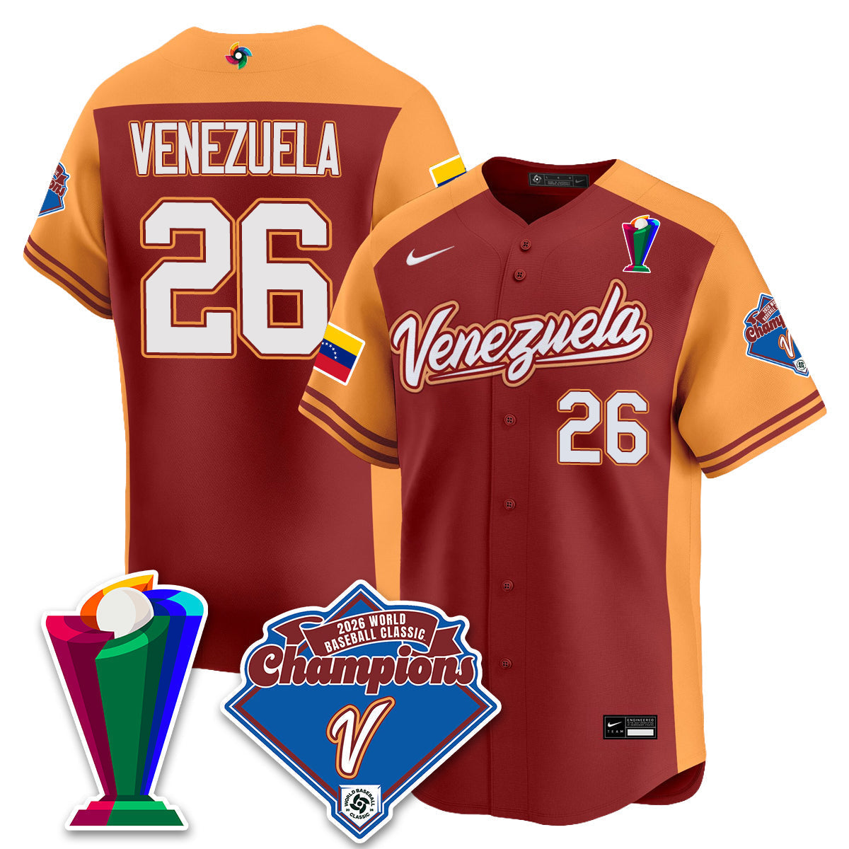 Venezuela Baseball 2026 World Baseball Classic Champions Limited Jersey - All Stitched