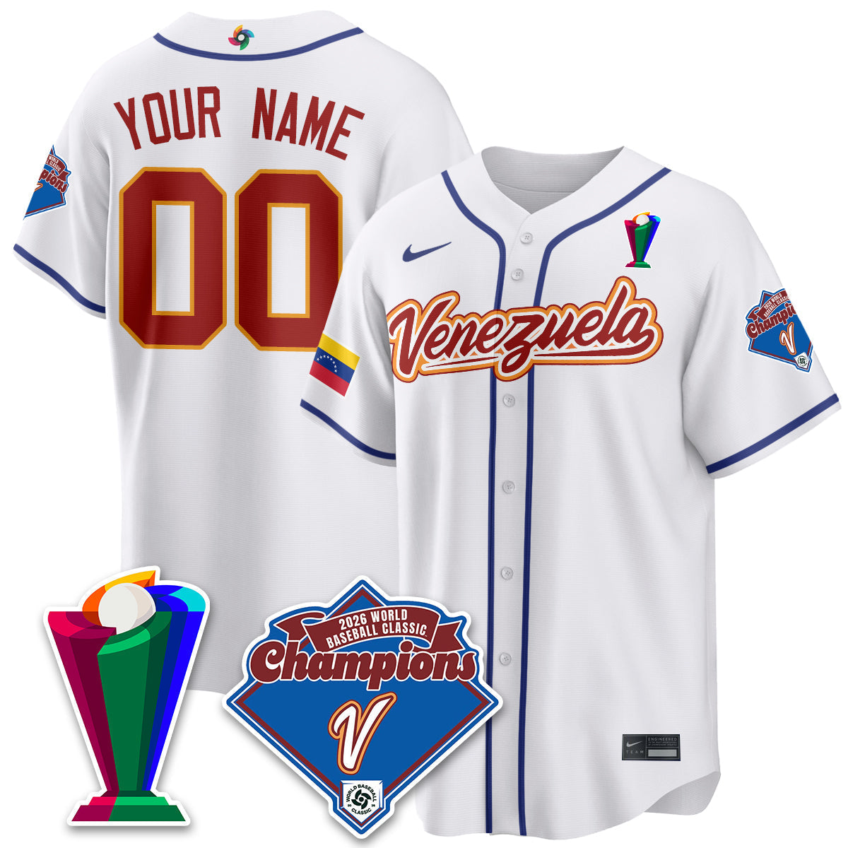 Venezuela Baseball 2026 World Baseball Classic Champions Limited Jersey - All Stitched
