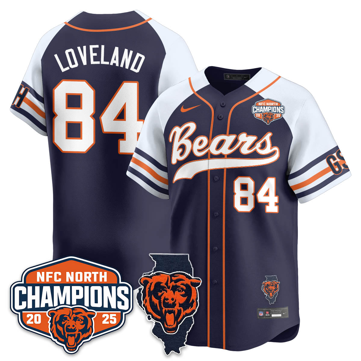 CHI  NFC North Division Champions Vapor Limited Baseball Jersey - All Stitched