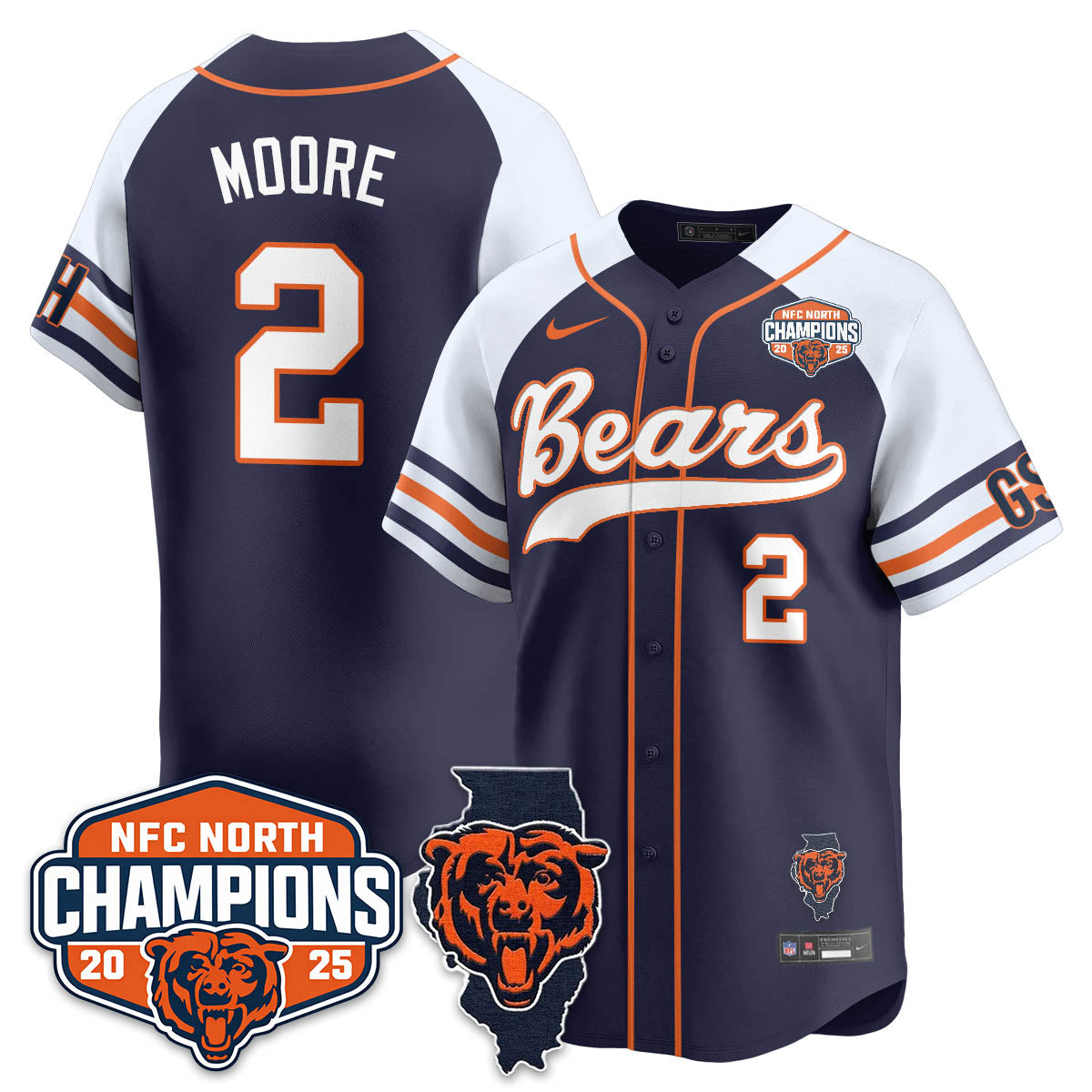 CHI  NFC North Division Champions Vapor Limited Baseball Men Jersey - All Stitched