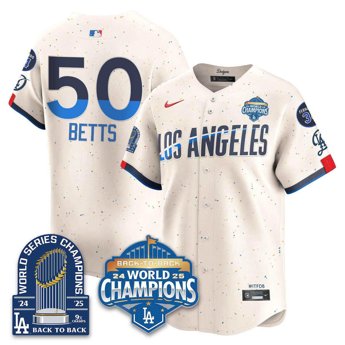 LAD 2025 World Series Champions Men Jersey - 9x Champs - All Stitched