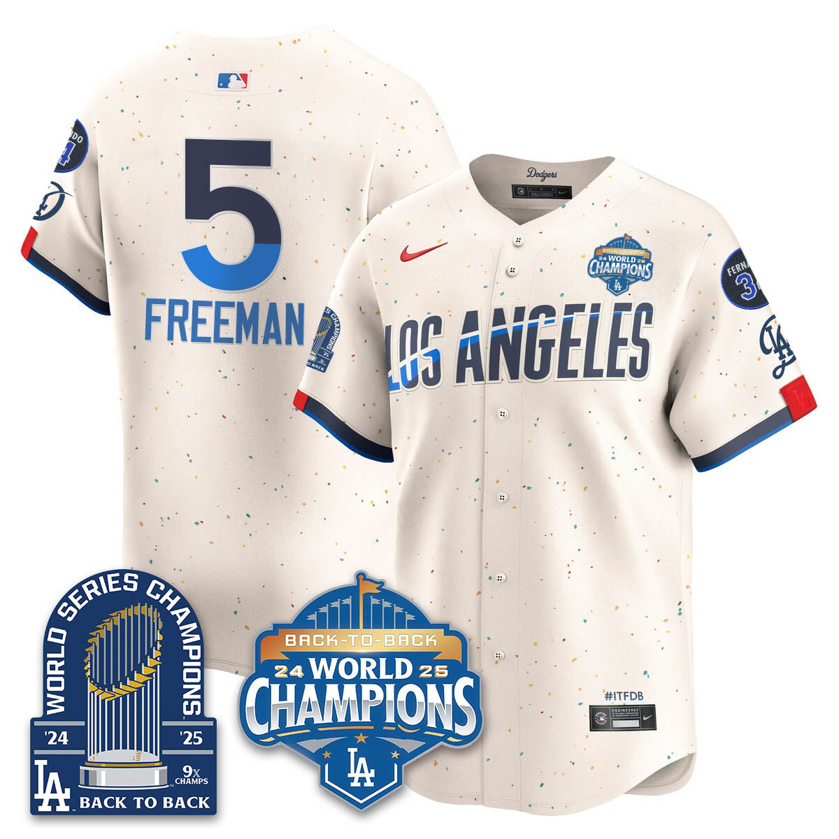 LAD 2025 World Series Champions  Gold Jersey - 9x Champs - Stitched
