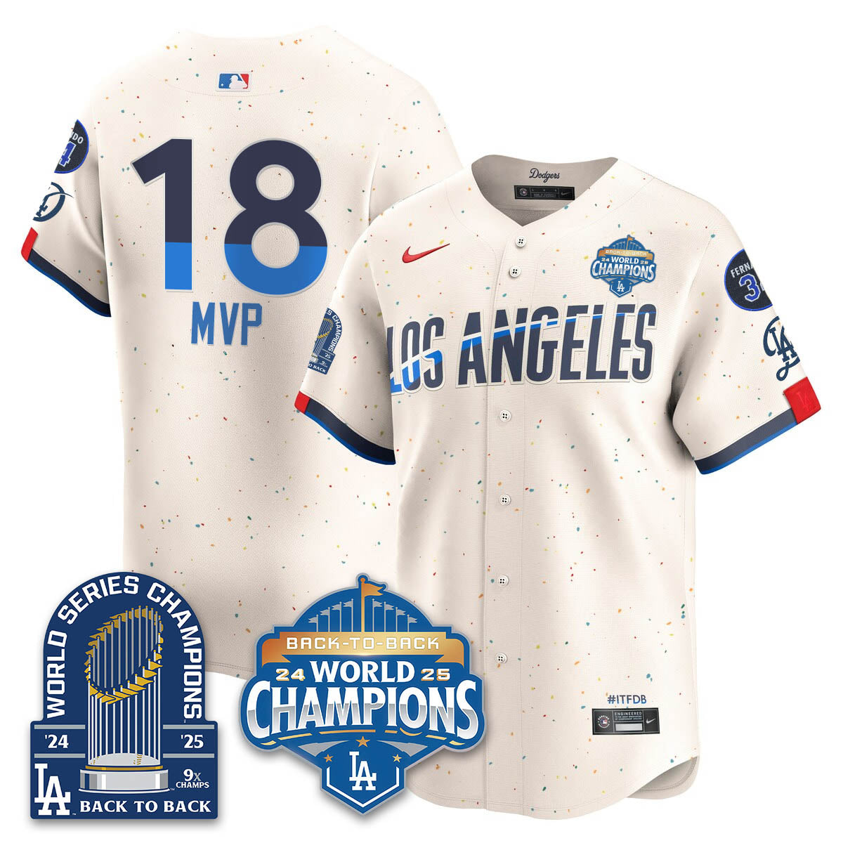 LAD 2025 World Series Champions Men Jersey - 9x Champs - All Stitched