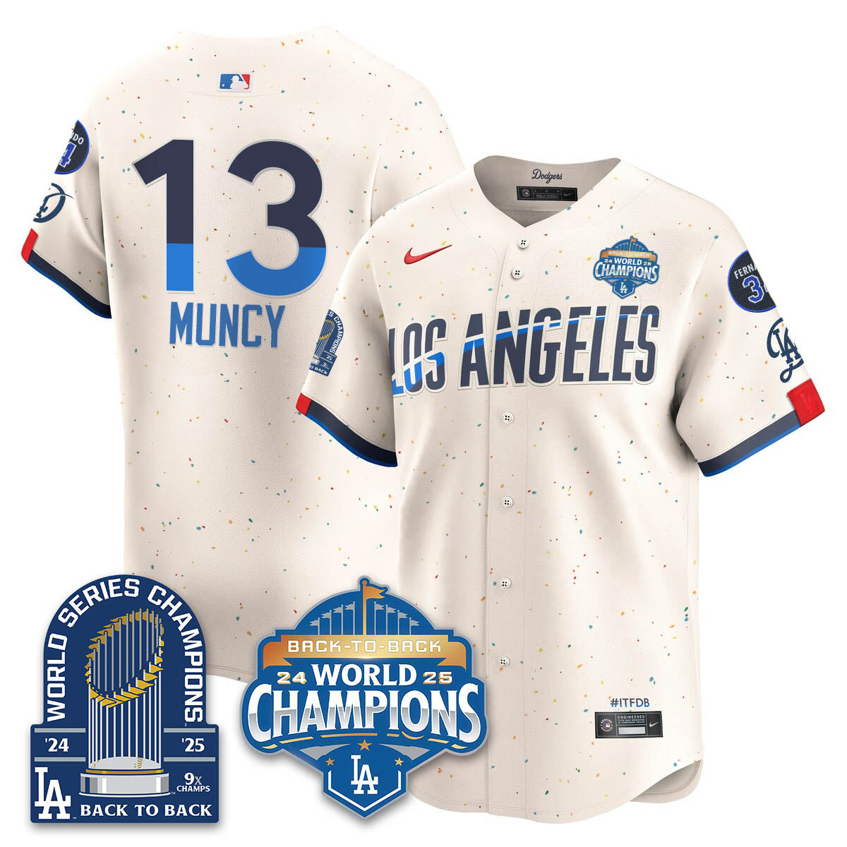 LAD 2025 World Series Champions  Gold Jersey - 9x Champs - Stitched