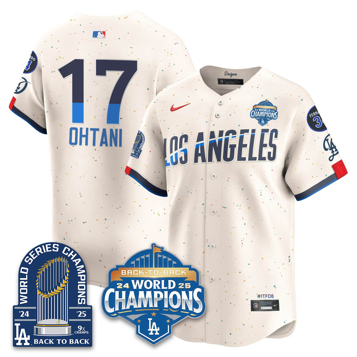 LAD 2025 World Series Champions  Gold Jersey - 9x Champs - Stitched