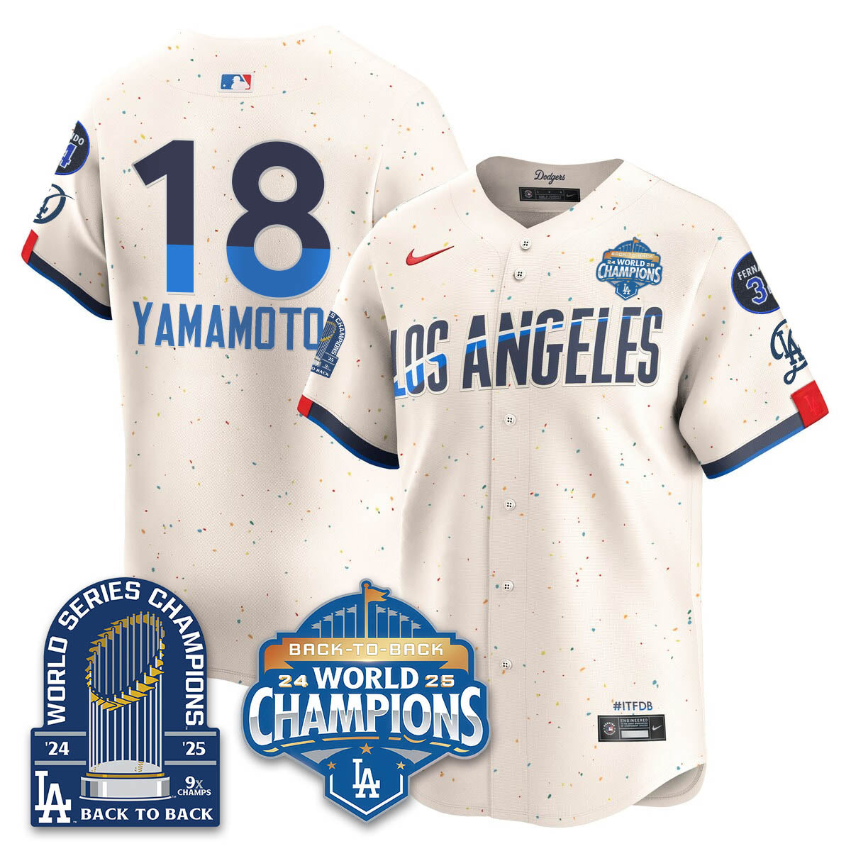 LAD 2025 World Series Champions Men Jersey - 9x Champs - All Stitched