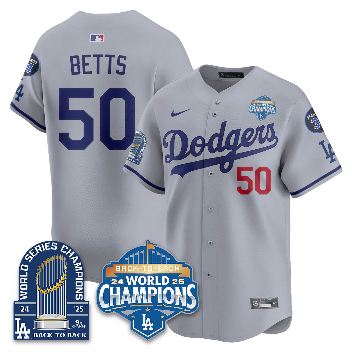 LAD 2025 World Series Champions Men Jersey - 9x Champs - All Stitched