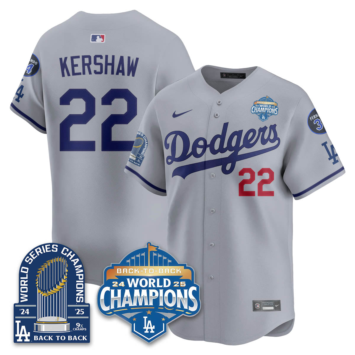 LAD 2025 World Series Champions Men Jersey - 9x Champs - All Stitched