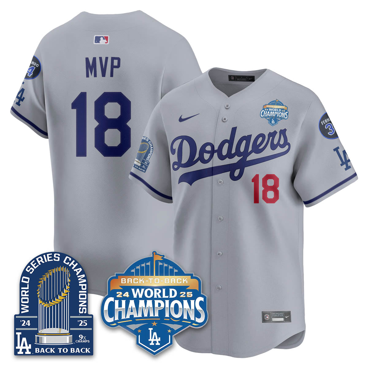 LAD 2025 World Series Champions Men Jersey - 9x Champs - All Stitched