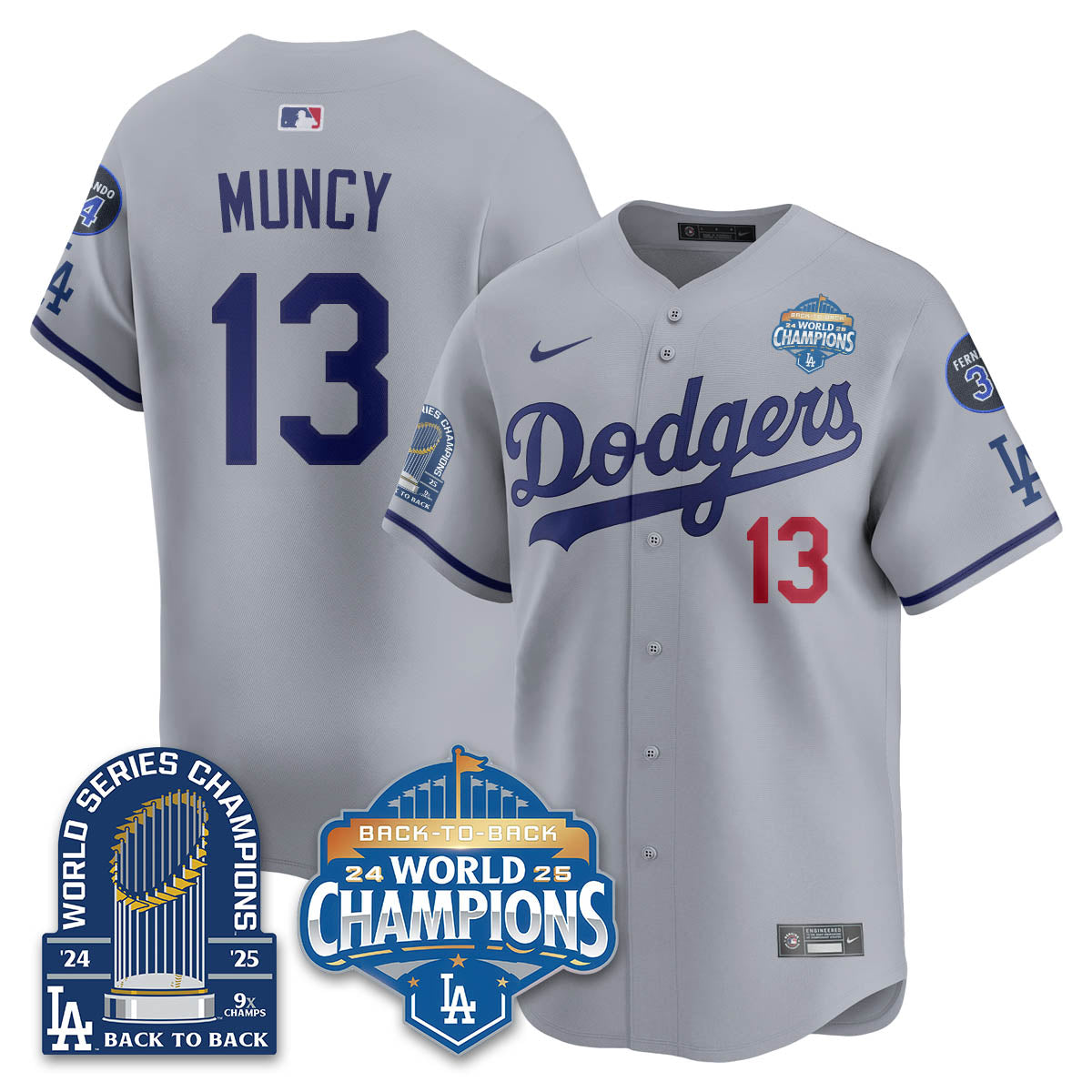 LAD 2025 World Series Champions Men Jersey - 9x Champs - All Stitched