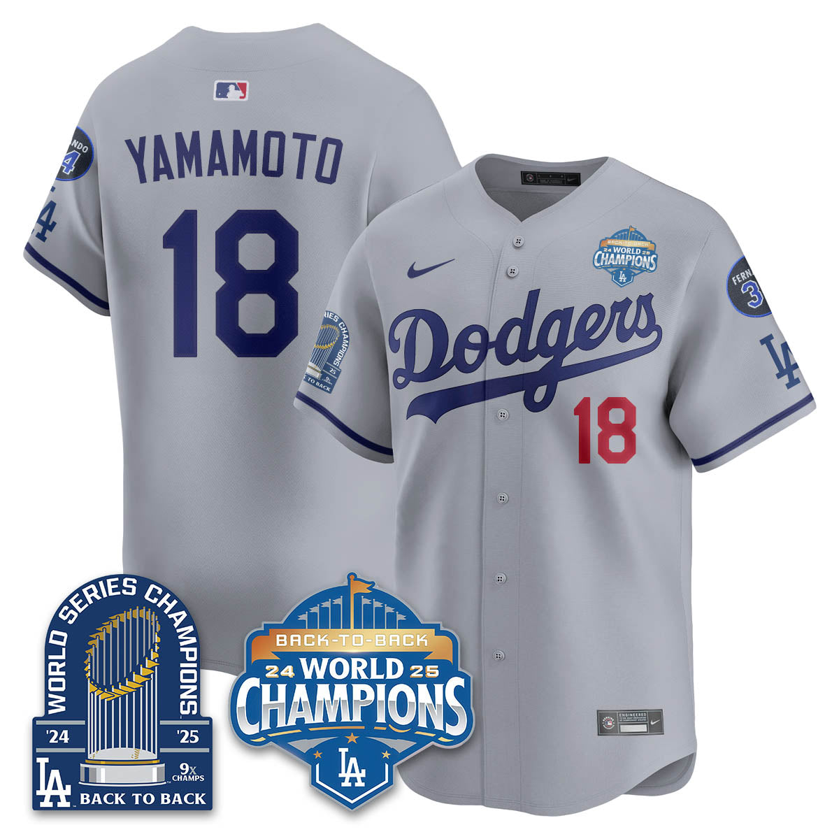 LAD 2025 World Series Champions Men Jersey - 9x Champs - All Stitched