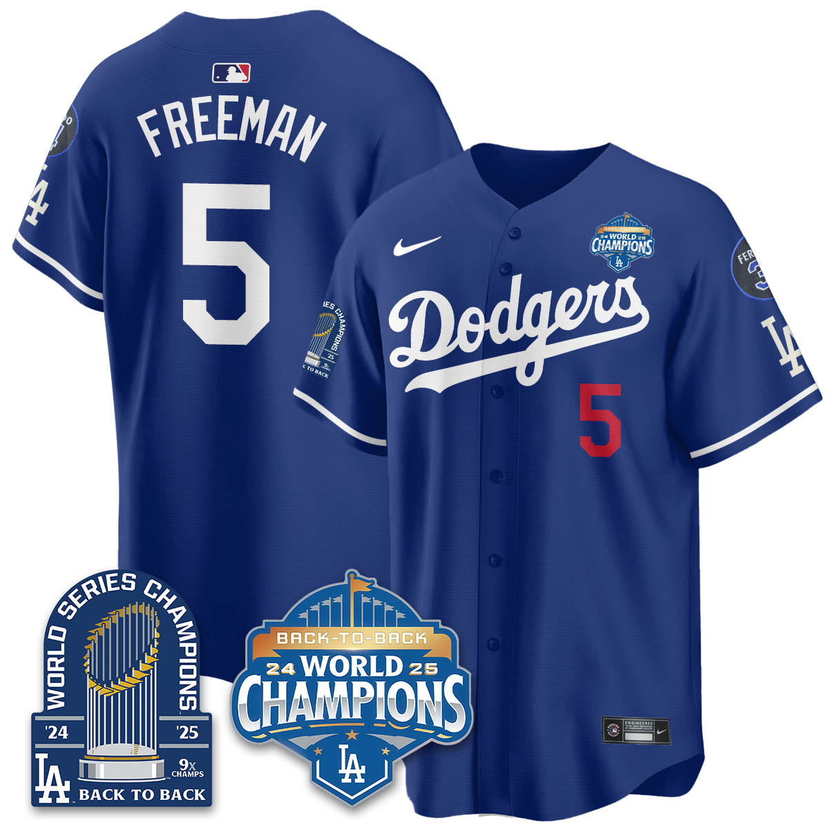 LAD 2025 World Series Champions Men Jersey - 9x Champs - All Stitched