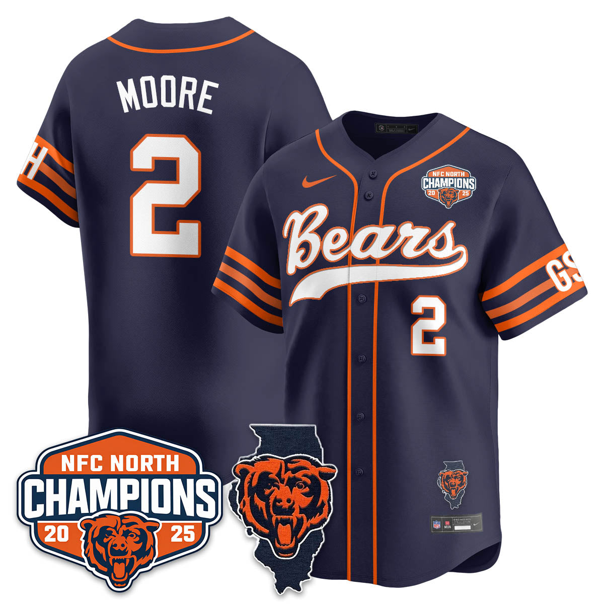 CHI  NFC North Division Champions Vapor Limited Baseball Men Jersey - All Stitched