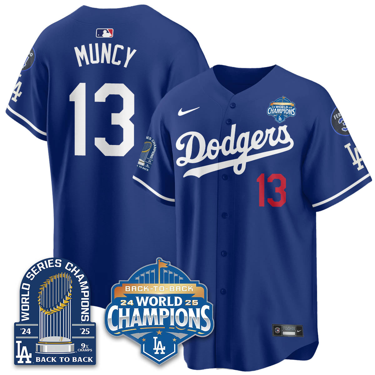 LAD 2025 World Series Champions Men Jersey - 9x Champs - All Stitched