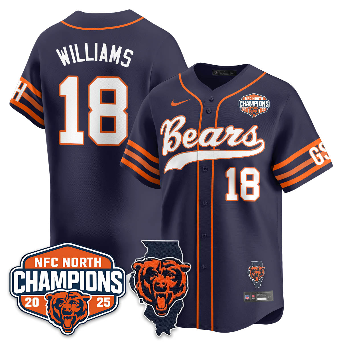 CHI  NFC North Division Champions Vapor Limited Baseball Men Jersey - All Stitched