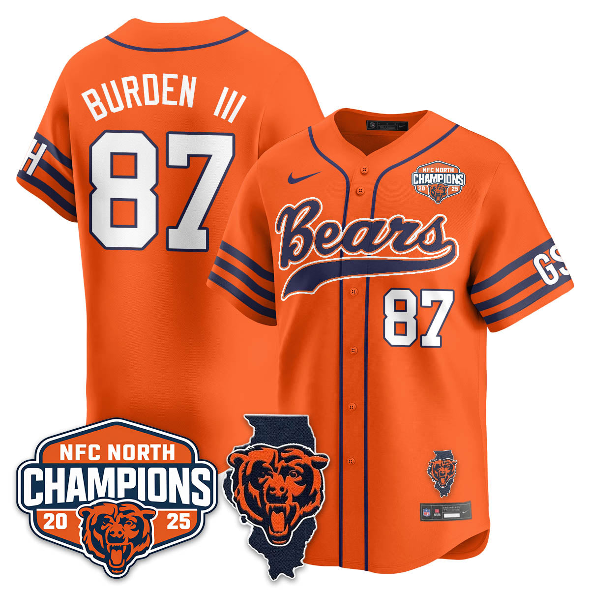 CHI  NFC North Division Champions Vapor Limited Baseball Jersey - All Stitched