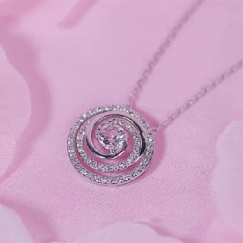 Spiral Pendant Necklace Embellished with Swarovski Crystals Copper Rose Gold Plated Women Jewelry Bridal Valentine Gift