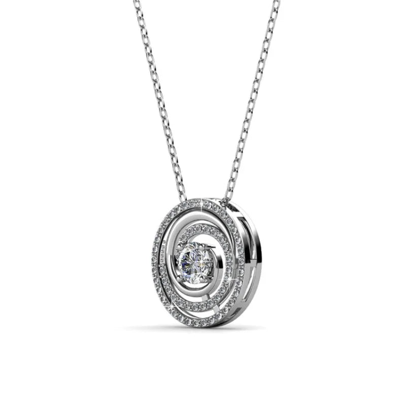 Spiral Pendant Necklace Embellished with Swarovski Crystals Copper Rose Gold Plated Women Jewelry Bridal Valentine Gift