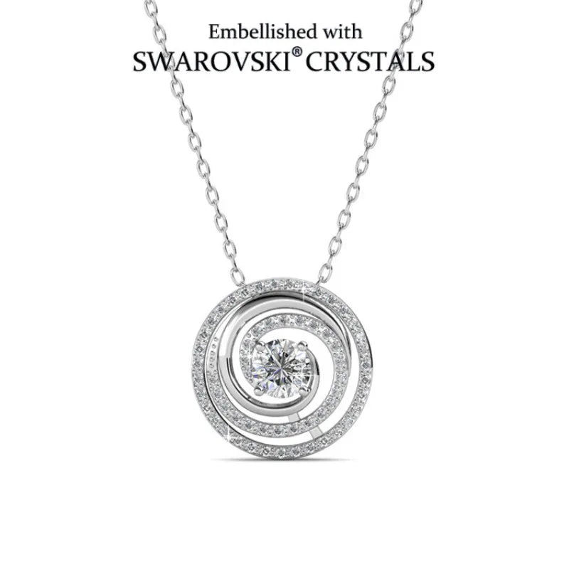 Spiral Pendant Necklace Embellished with Swarovski Crystals Copper Rose Gold Plated Women Jewelry Bridal Valentine Gift