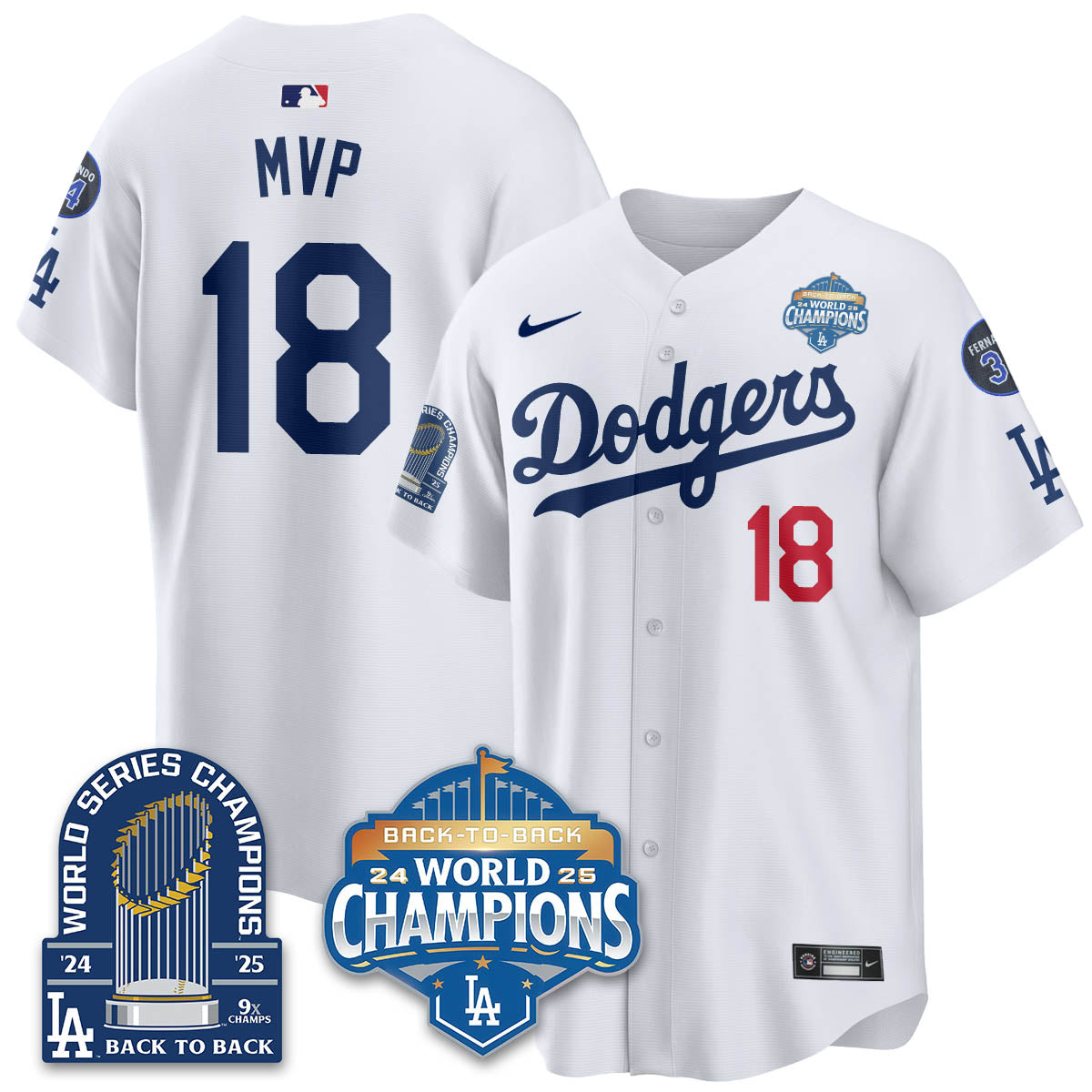 LAD 2025 World Series Champions Men Jersey - 9x Champs - All Stitched