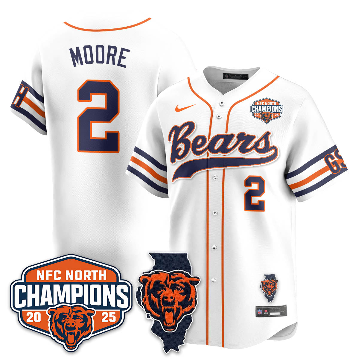 CHI  NFC North Division Champions Vapor Limited Baseball Men Jersey - All Stitched