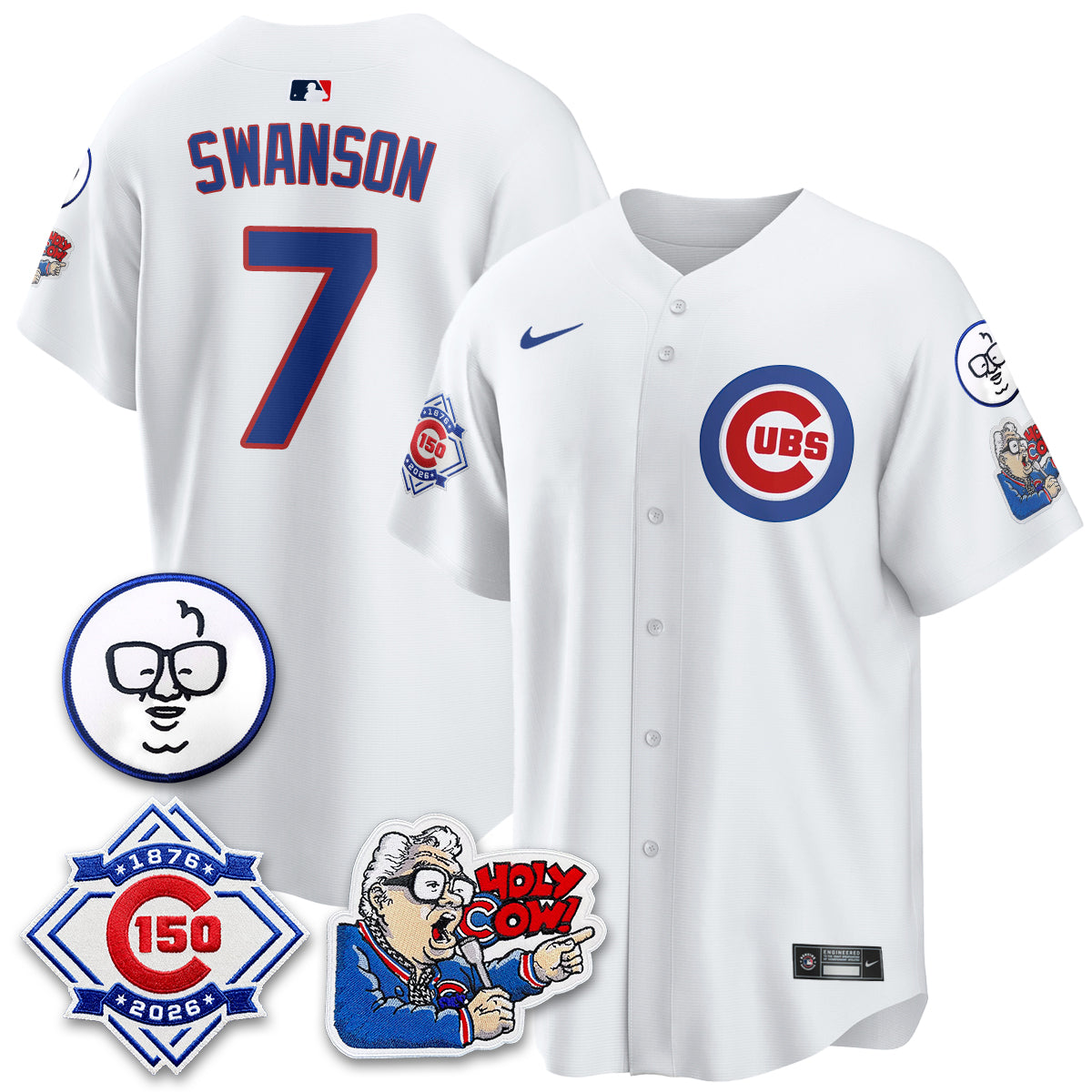 CHC 150th Anniversary Harry Caray Holy Cow Limited Navy Jersey - Stitched V2
