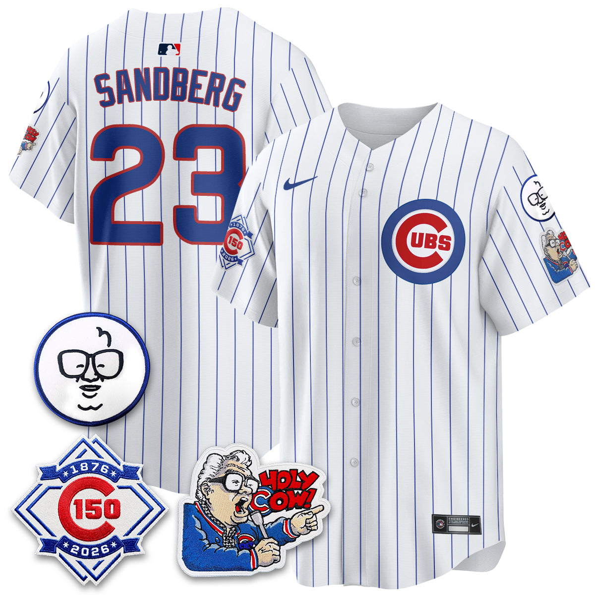 CHC 150th Anniversary Harry Caray Holy Cow Limited Blue Jersey - Stitched V2