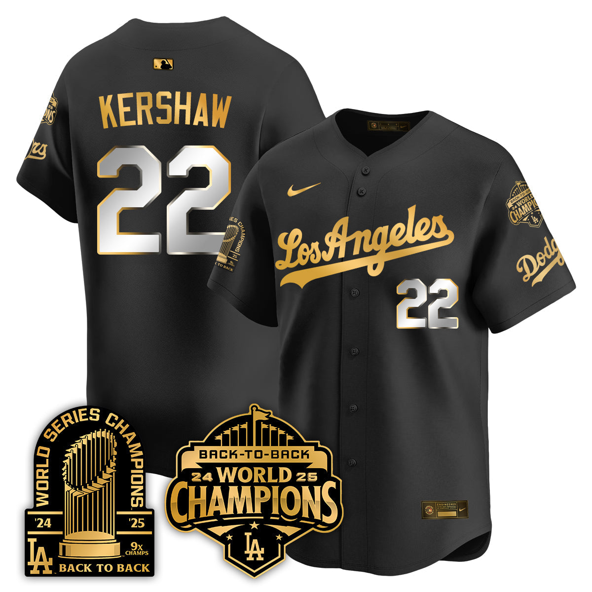 LAD Gold Collection Limited Gold Jersey - 9x & B2B Champs - Stitched
