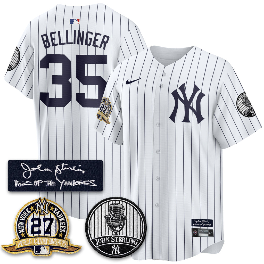 NYY John Sterling Tribute Patch Limited Gold Jersey - Stitched