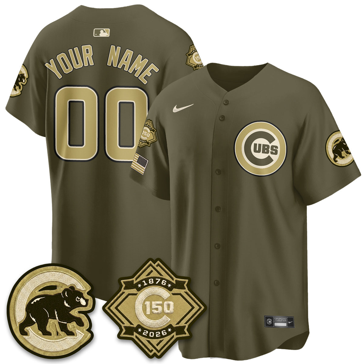 CHC New Era Olive 2026 Armed Forces Day Custom Jersey -All Stitched