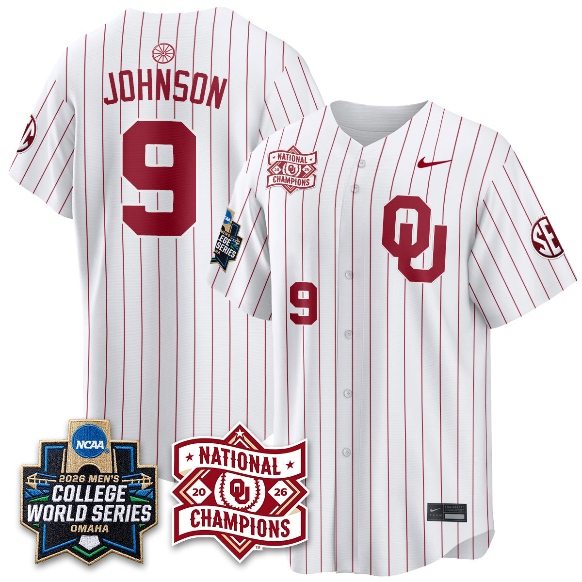 OU 2026 NCAA Baseball College World Series Champions Vapor Jersey - Stitched