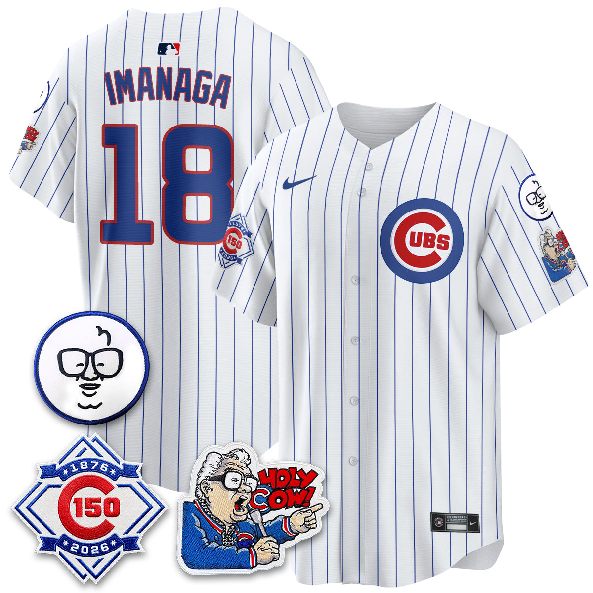 CHC 150th Anniversary Harry Caray Holy Cow Limited Navy Jersey - Stitched V2