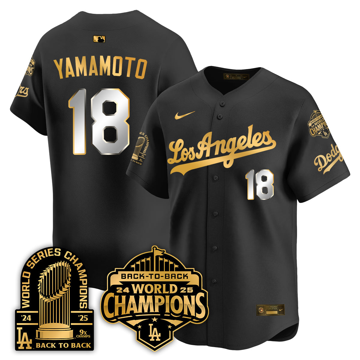 LAD Gold Collection Limited Gold Jersey - 9x & B2B Champs - Stitched