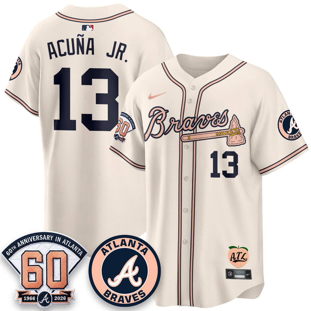 ATL 60th Anniversary Peach Edition Vapor Premier Limited Jersey - Stitched