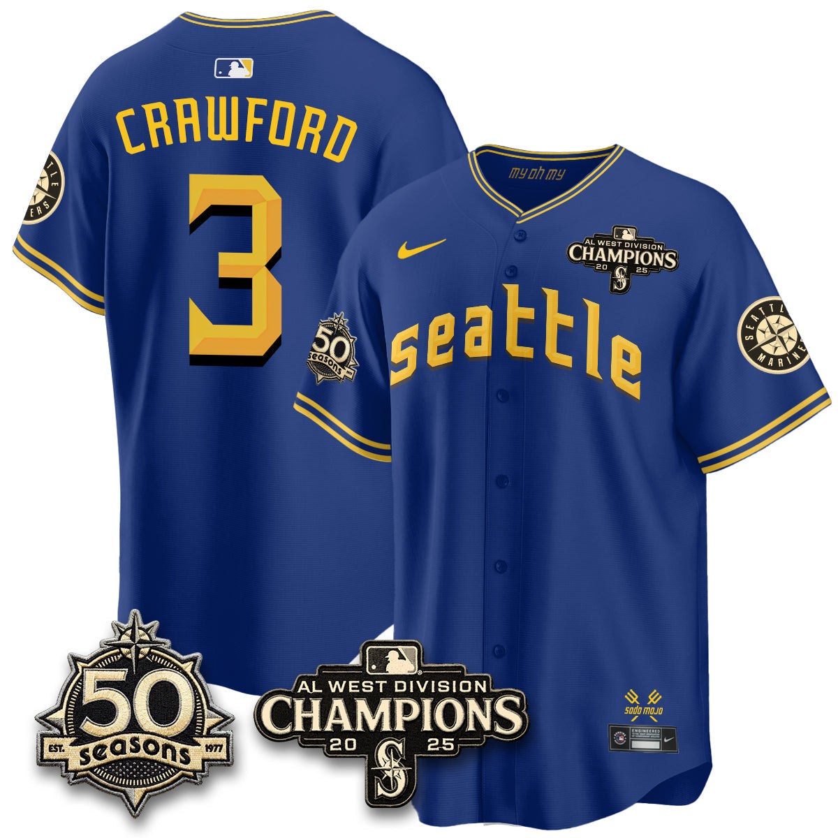 SEA Vapor Premier Limited Jersey - 50th Anniversary & AL West Division Champions - Steelheads Community Funds - All Stitched