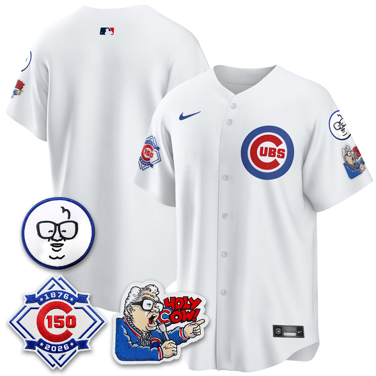 CHC 150th Anniversary Harry Caray Holy Cow Limited Blue Jersey - Stitched V2