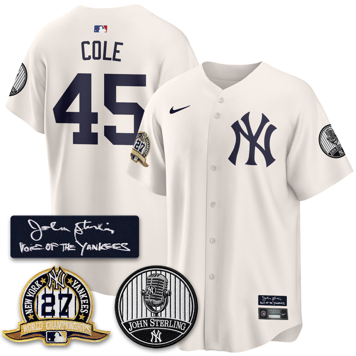 NYY John Sterling Tribute Patch Limited Gold Jersey - Stitched