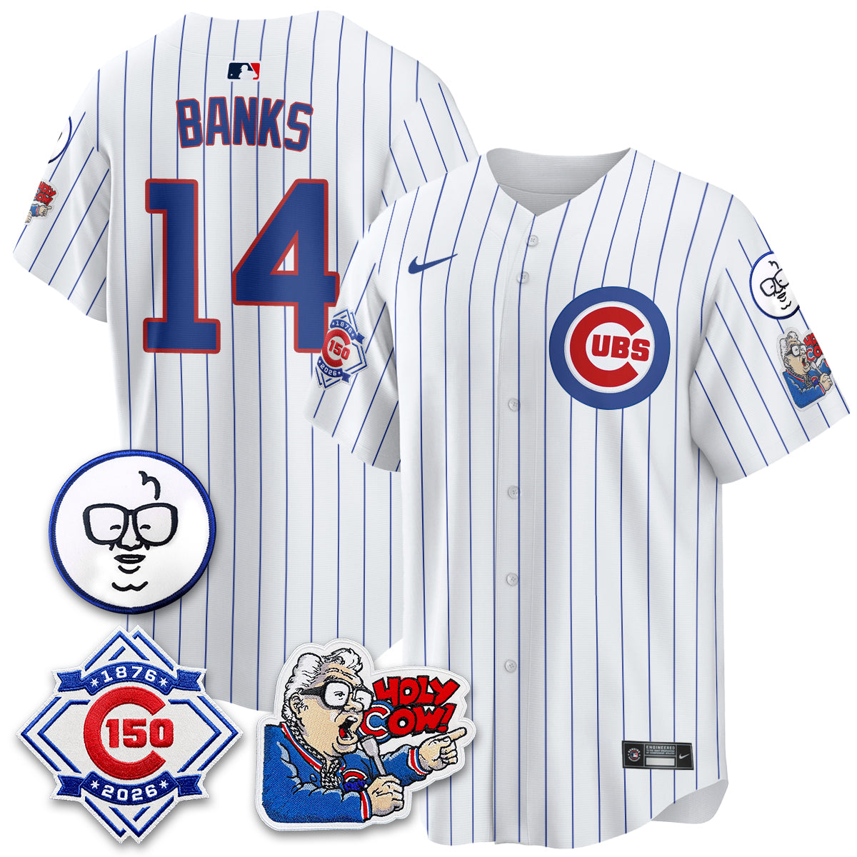 CHC 150th Anniversary Harry Caray Holy Cow Limited Blue Jersey - Stitched V2