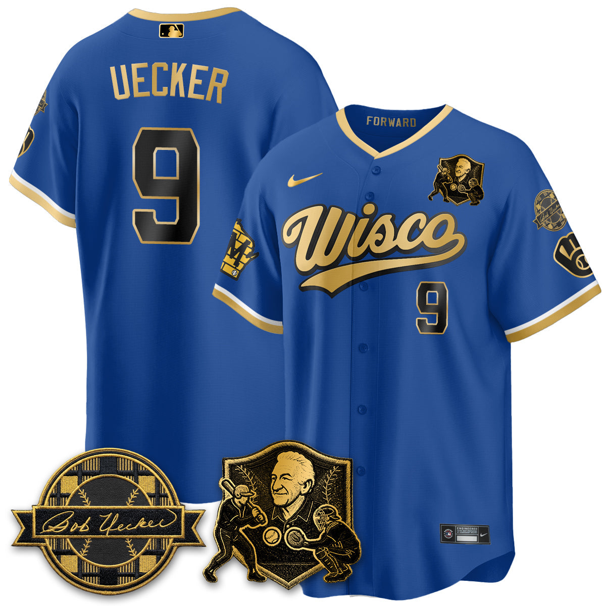 MIL Bob Uecker - 54 SSs for Brewers' Vapor Limited City Connect Jersey - All Stitched