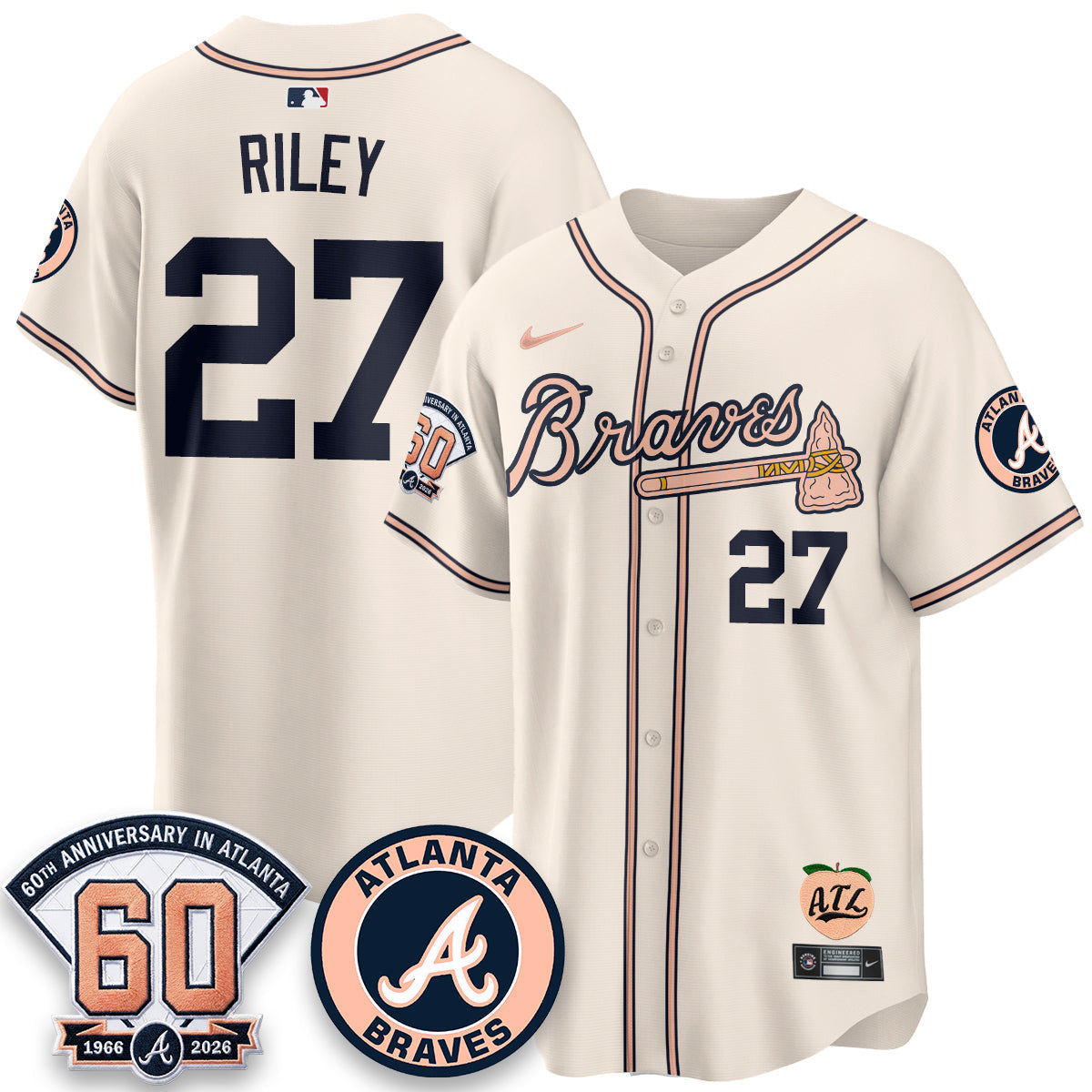 ATL 60th Anniversary Peach Edition Vapor Premier Limited Jersey - Stitched