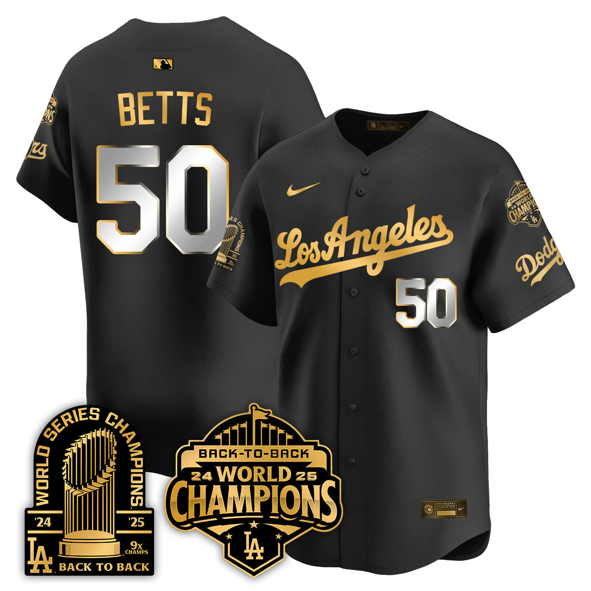 LAD Gold Collection Limited Gold Jersey - 9x & B2B Champs - Stitched