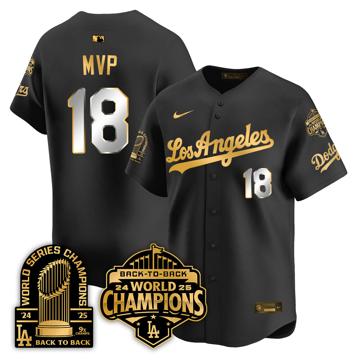 LAD Gold Collection Limited Gold Jersey - 9x & B2B Champs - Stitched