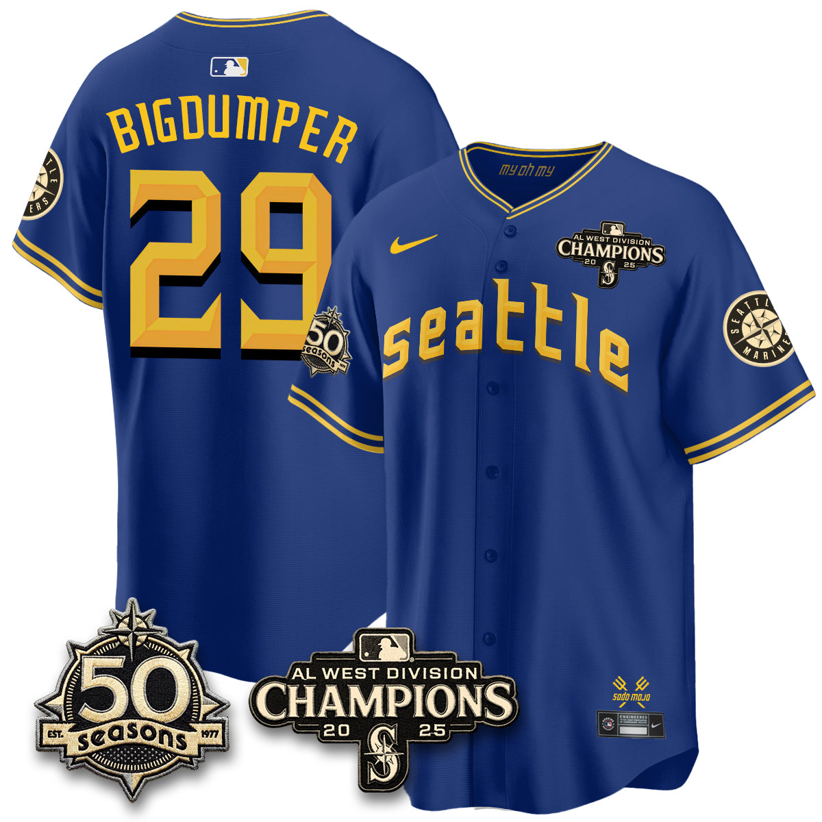 SEA Vapor Premier Limited Jersey - 50th Anniversary & AL West Division Champions - Steelheads Community Funds - All Stitched
