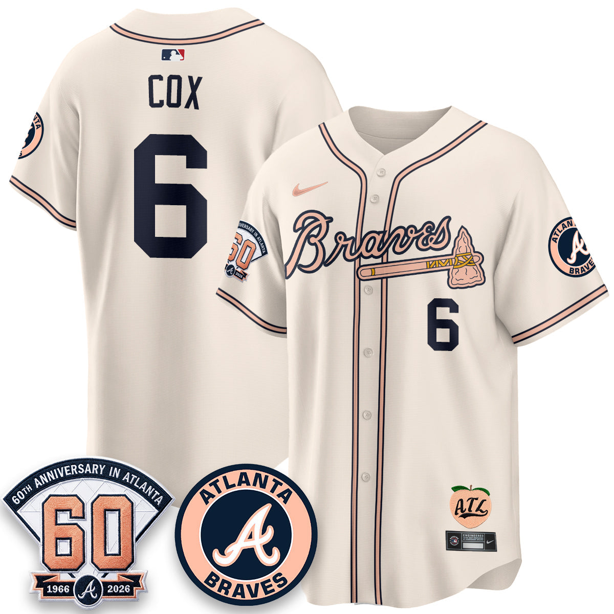 ATL 60th Anniversary Peach Edition Vapor Premier Limited Jersey - Stitched