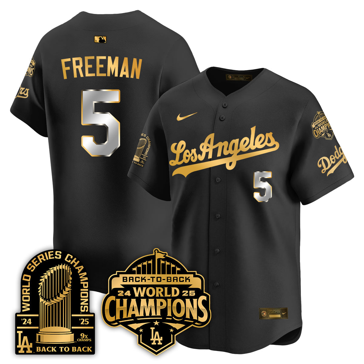 LAD Gold Collection Limited Gold Jersey - 9x & B2B Champs - Stitched