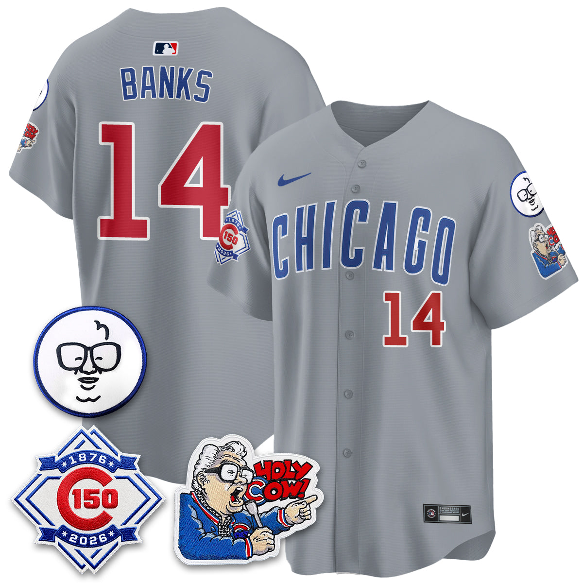 CHC 150th Anniversary Harry Caray Holy Cow Limited Blue Jersey - Stitched V2