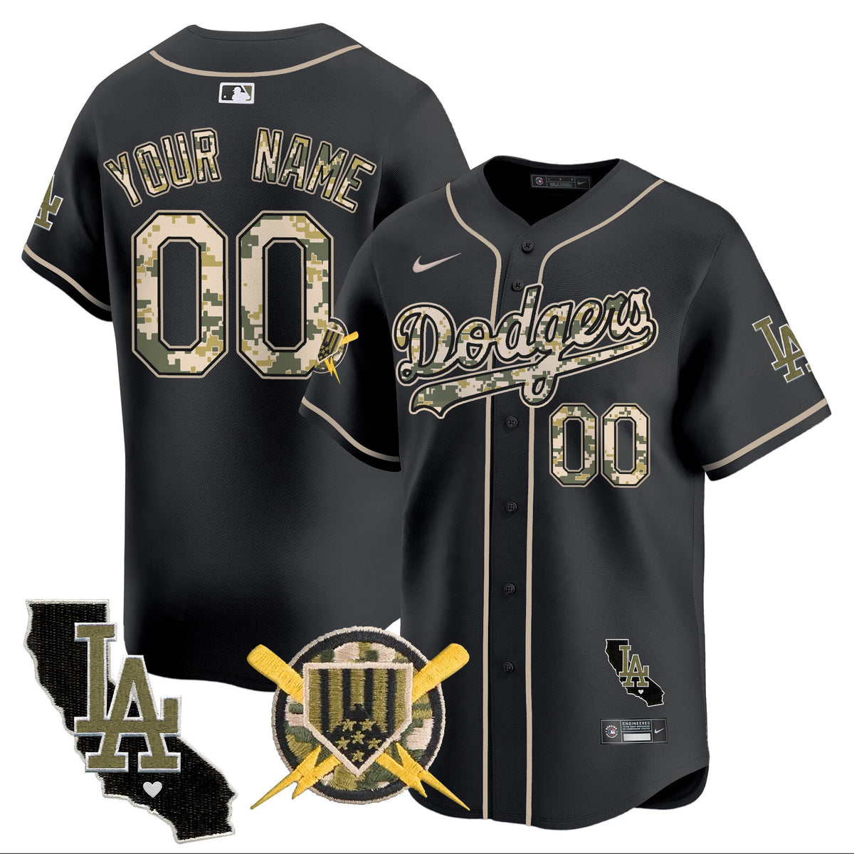 Dodgers Armed Forces Day Vapor Premier Limited Custom Jersey - All Stitched
