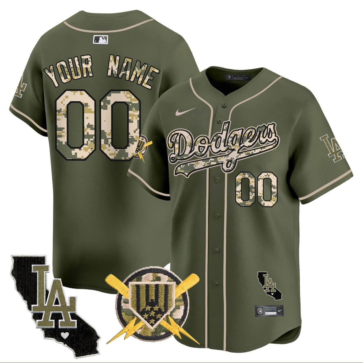Dodgers Armed Forces Day Vapor Premier Limited Custom Jersey - All Stitched
