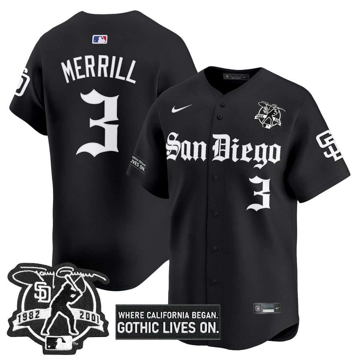 Men's San Diego Padres 'Gothic Edition' Vapor Premier Limited Jersey - All Stitched