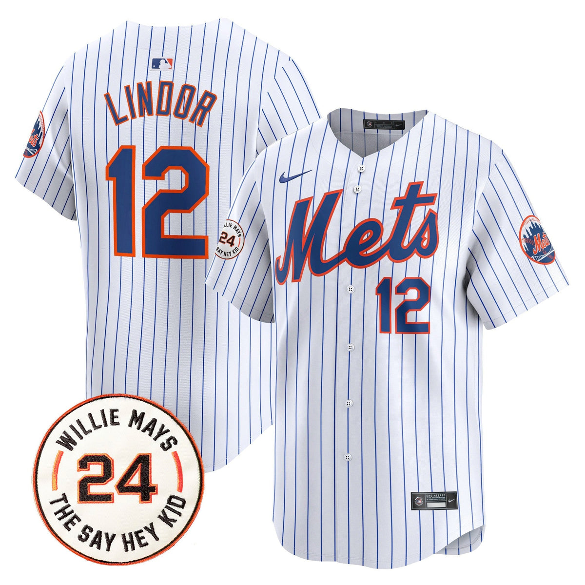 Mets Willie Mays Patch Vapor Premier Limited Jersey - Stitched